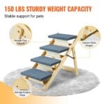 SucceBuy Wooden Pet Steps and Ramp Combo 2-in-1 Design Foldable Access for Beds Steps Structure for Pets of Small to Large Size - Image 4