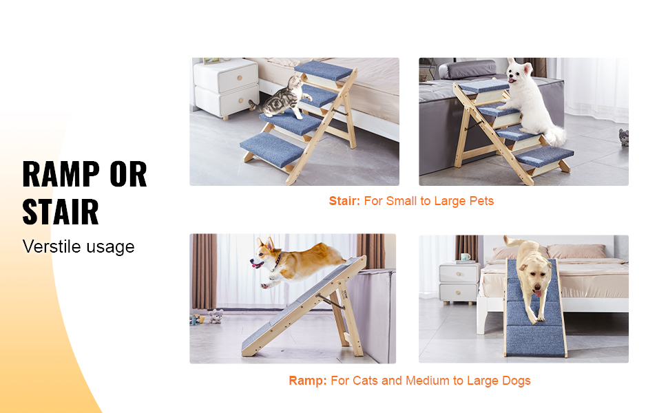 SucceBuy Wooden Pet Steps and Ramp Combo 2-in-1 Design Foldable Access for Beds Steps Structure for Pets of Small to Large Size SucceBuy Wooden Pet Steps and Ramp Combo 2-in-1 Design Foldable Access for Beds Steps Structure for Pets of Small to Large Size