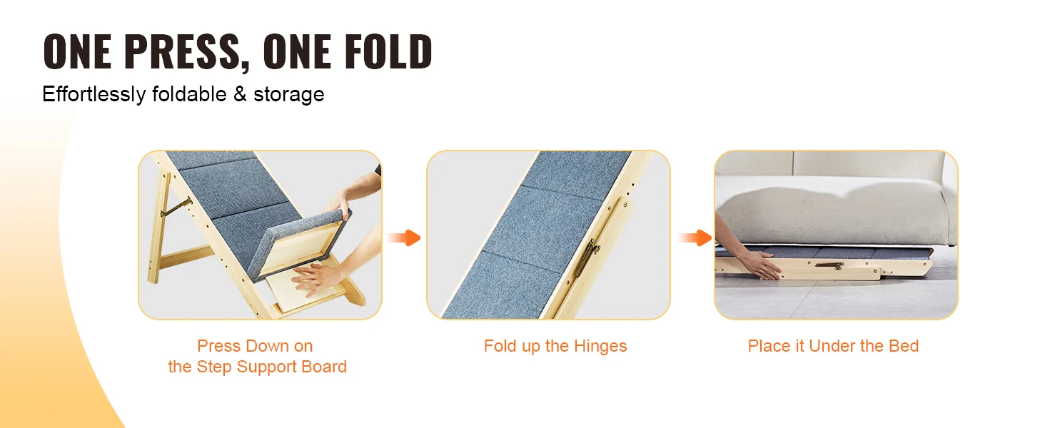 SucceBuy Wooden Pet Steps and Ramp Combo 2-in-1 Design Foldable Access for Beds Steps Structure for Pets of Small to Large Size SucceBuy Wooden Pet Steps and Ramp Combo 2-in-1 Design Foldable Access for Beds Steps Structure for Pets of Small to Large Size