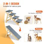 SucceBuy Wooden Pet Steps and Ramp Combo 2-in-1 Design Foldable Access for Beds Steps Structure for Pets of Small to Large Size - Image 3