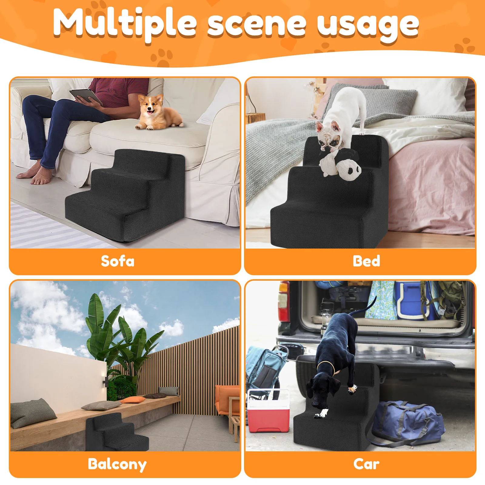 3 Step Pet Stairs High Density Soft Foam Small Dog Ramp Ladder Stair Removable and Washable Non-Slip Dog/Cat Steps Pet Supplies 3 Step Pet Stairs High Density Soft Foam Small Dog Ramp Ladder Stair Removable and Washable Non-Slip Dog/Cat Steps Pet Supplies