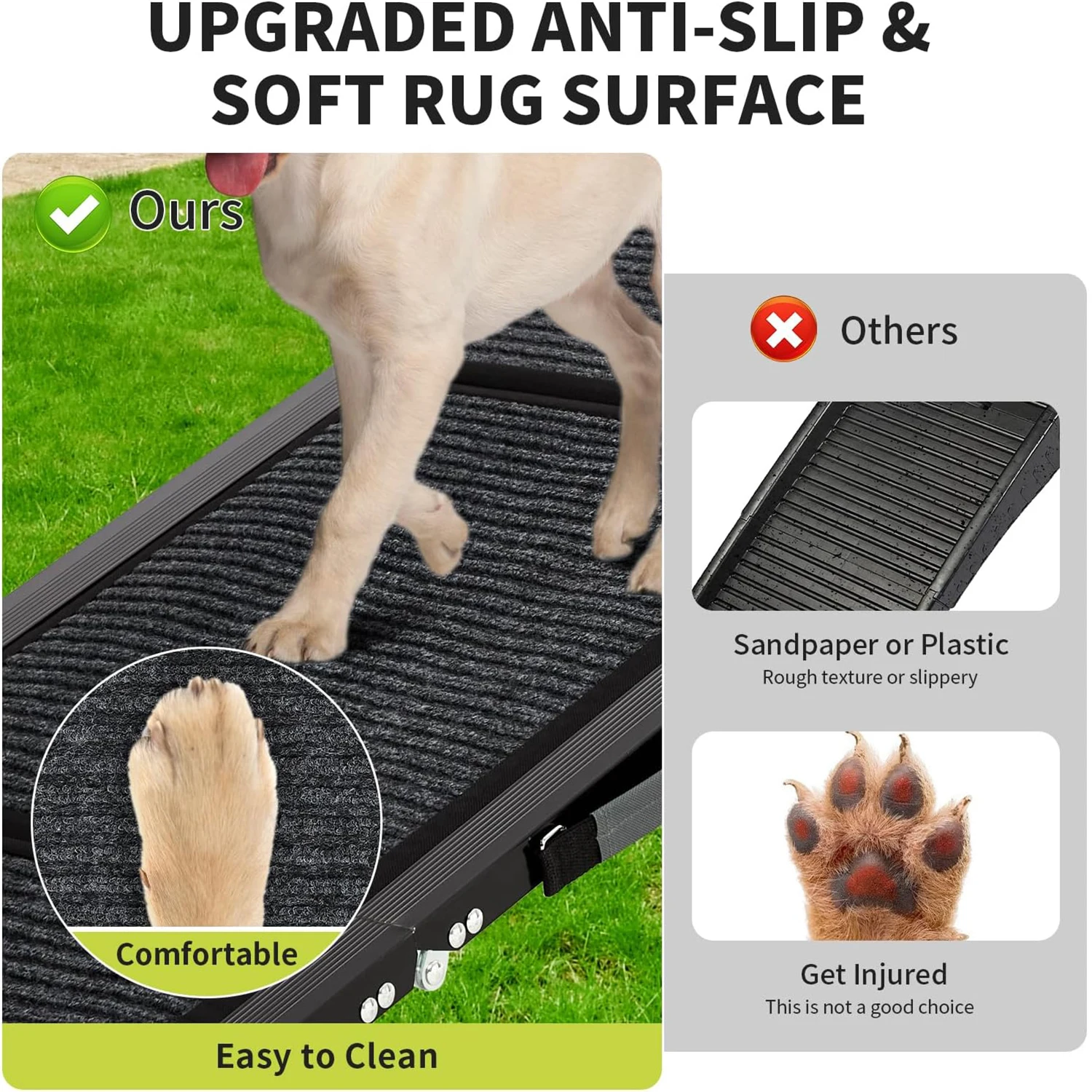 Upgraded Dog Ramp For Cars Folding Pet Ramp For Large Dogs With Non-Slip Surface Portable Outdoor Dog Car Ramp Up to 250 LBS