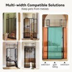 71" Extra Tall Pet Gate for Cats, 29.5-40.6" Extra Wide Cat Gate with Adjustable Cat Door, Pressure Mounted Easy Walk Through Pe - Image 5