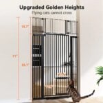 71" Extra Tall Pet Gate for Cats, 29.5-40.6" Extra Wide Cat Gate with Adjustable Cat Door, Pressure Mounted Easy Walk Through Pe - Image 2