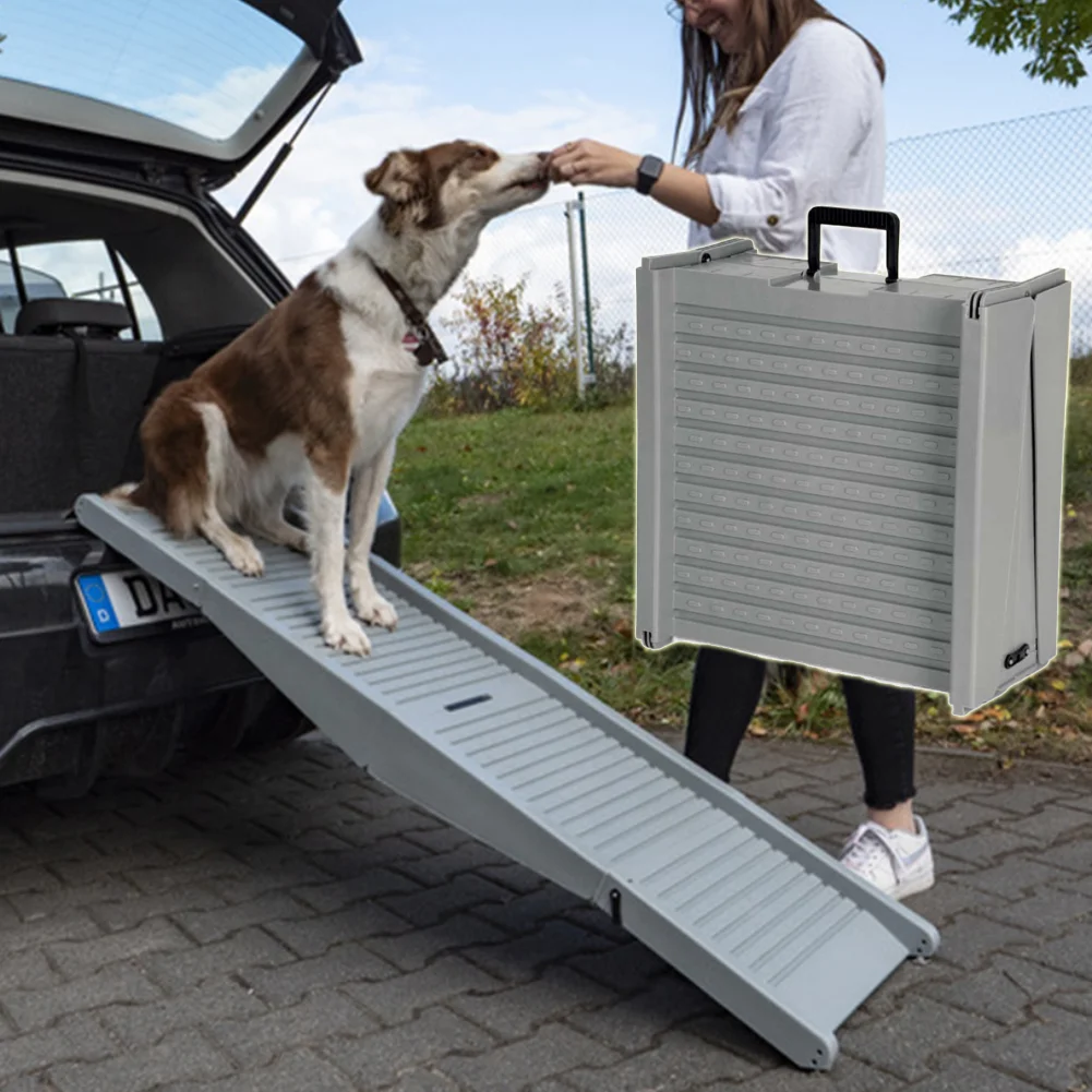 Folding Portable Dog Ramp Foldable Car Ramp for Dogs Non-Slip Rug Surface Pet Ramp Stairs for Medium & Large Dogs Get Into A Car