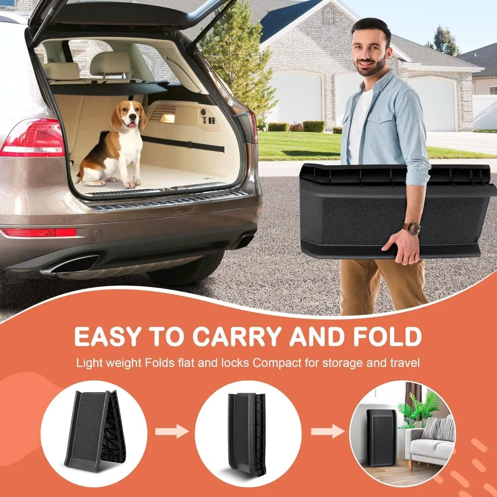 Folding Dog Ramp for Car Truck SUVs 62 Inches Pet Ramp for Large Dogs Non Slip with Raised Siderails Folding Dog Ramp for Car Truck SUVs 62 Inches Pet Ramp for Large Dogs Non Slip with Raised Siderails