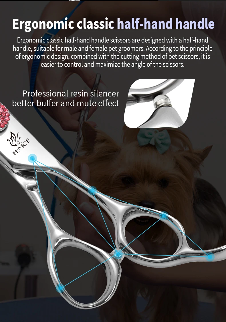 Fenice 6.5/7.0 inch High-end JP440C Alloy Steel Diamond Screw Grooming for Dogs Scissors Shears Kit for Dog Groomers Fenice 6.5/7.0 inch High-end JP440C Alloy Steel Diamond Screw Grooming for Dogs Scissors Shears Kit for Dog Groomers