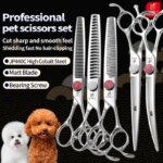 Fenice 6.5/7.0 inch High-end JP440C Alloy Steel Diamond Screw Grooming for Dogs Scissors Shears Kit for Dog Groomers