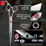 Fenice 6.5/7.0 inch High-end JP440C Alloy Steel Diamond Screw Grooming for Dogs Scissors Shears Kit for Dog Groomers - Image 3