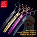 Fenice high-end 7.25 inch professional dog grooming scissors curved thinning shears for dogs & cats animal hair tijeras tesoura