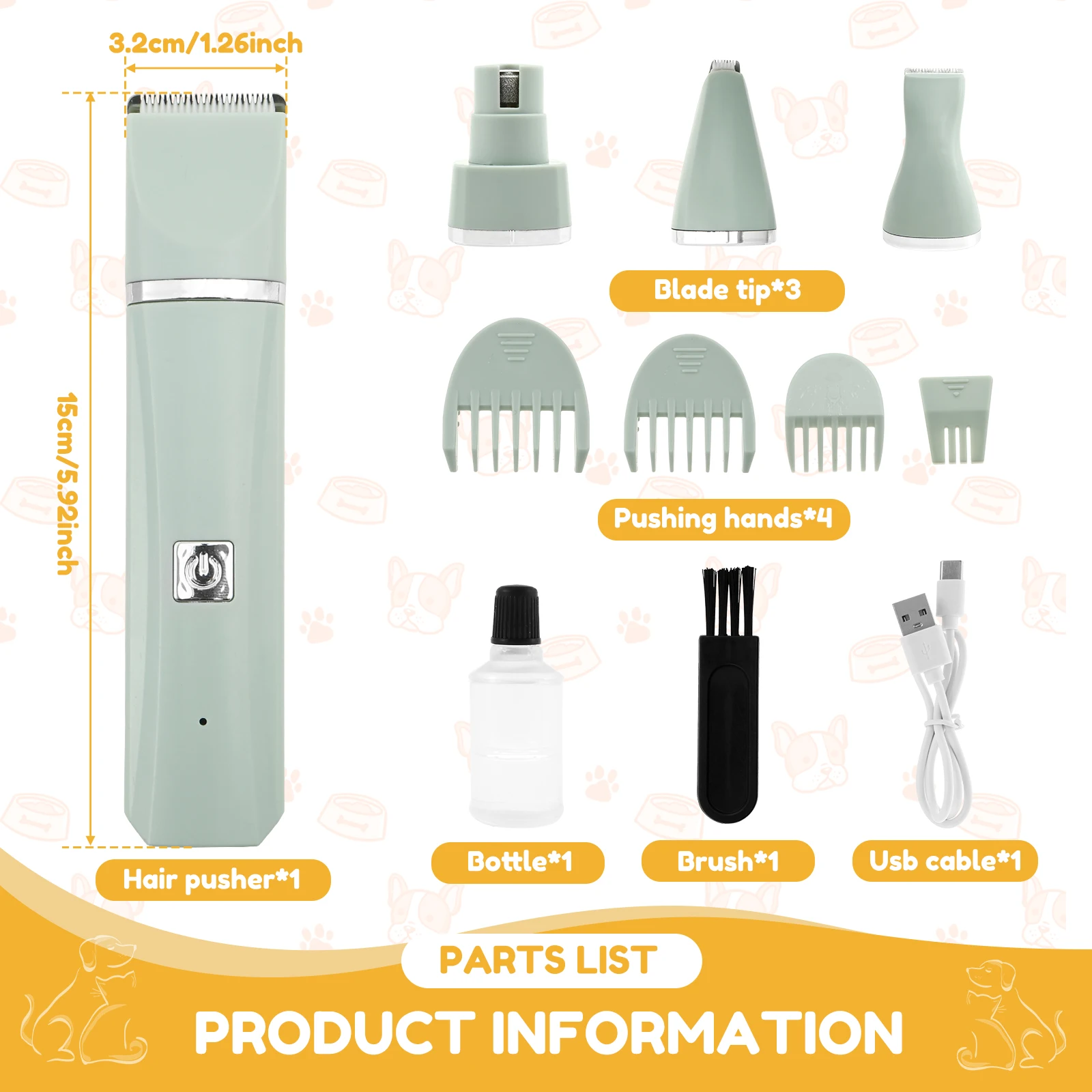 Professional Dog Hair Clipper Rechargeable Electrical Pet Grooming Trimmer Low Noise Dog Cat Hair Clipper Two Speed Professional Dog Hair Clipper Rechargeable Electrical Pet Grooming Trimmer Low Noise Dog Cat Hair Clipper Two Speed