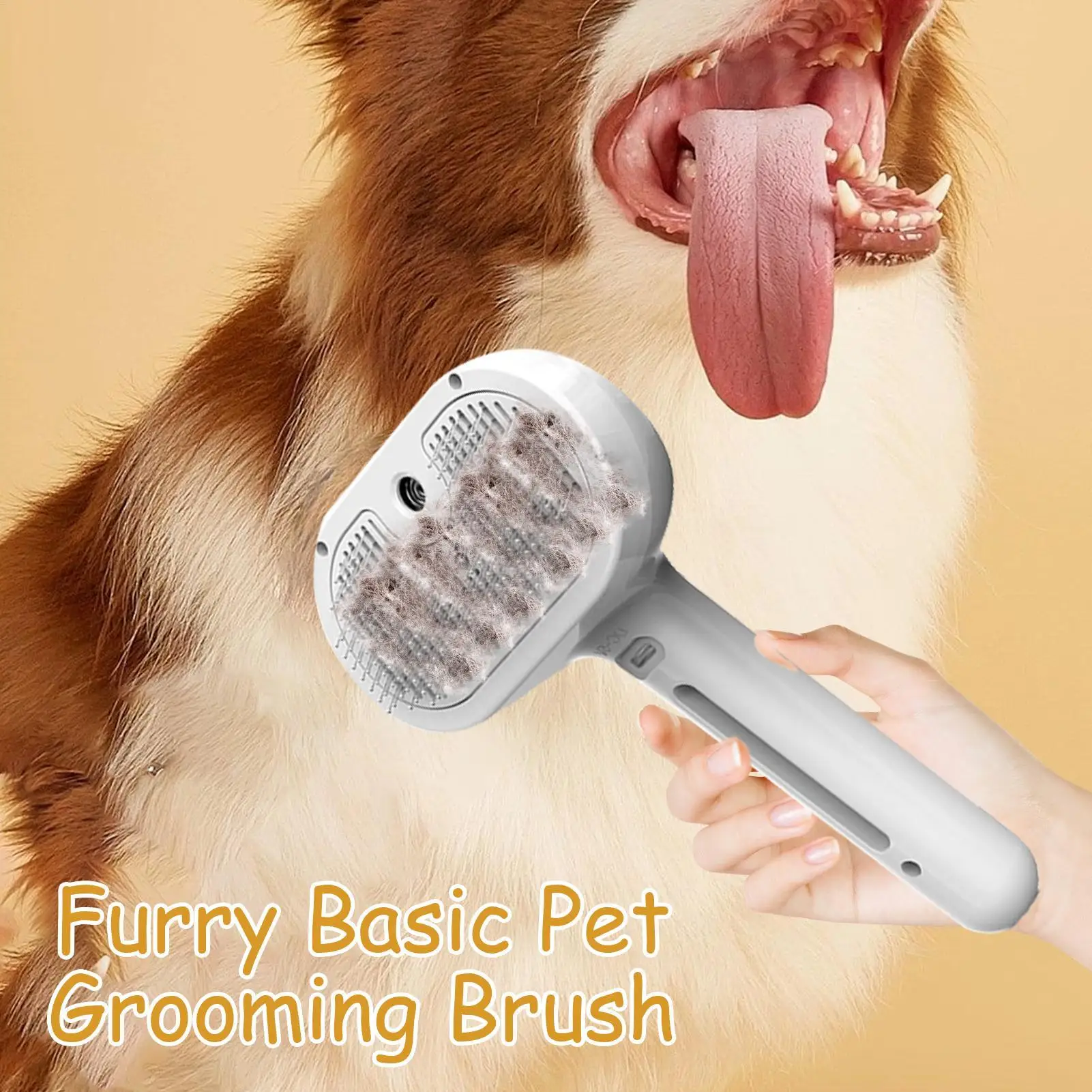 Steamy Dog Brush Electric Spray Cat Hair Brush 3 in1 Dog Steamer Brush for Massage Pet Grooming Removing Tangled and Loose Hair