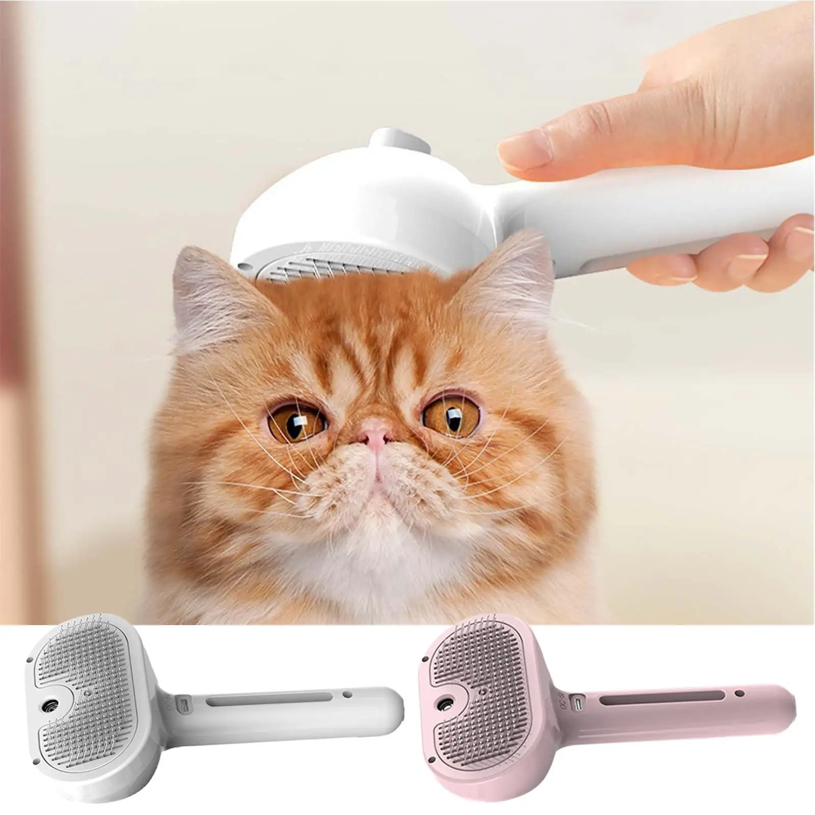 Steamy Dog Brush Electric Spray Cat Hair Brush 3 in1 Dog Steamer Brush for Massage Pet Grooming Removing Tangled and Loose Hair