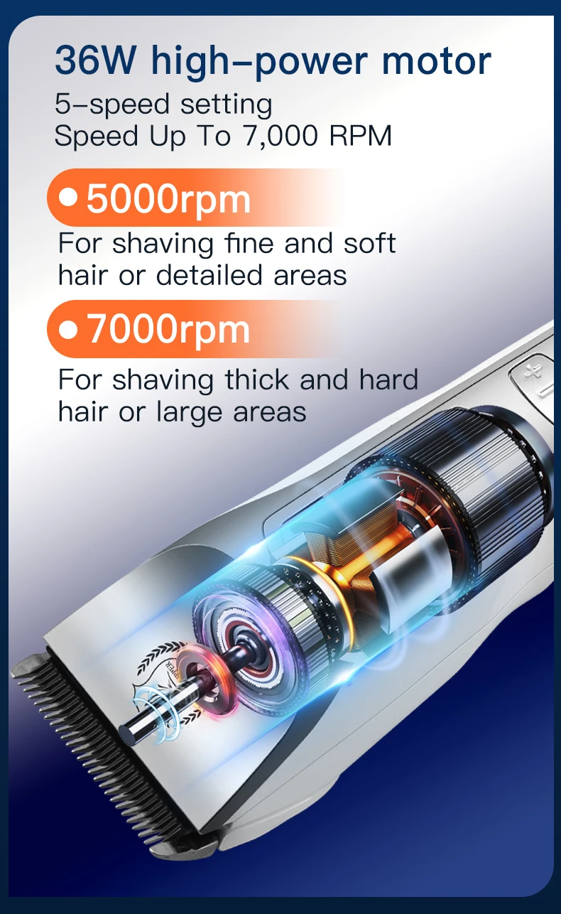 Fenice New Upgrade 5000mA Capacity Cordless LCD Screen Pets Dog Grooming Clippers Rechargeable Haircut Shaver for Trimming Salon