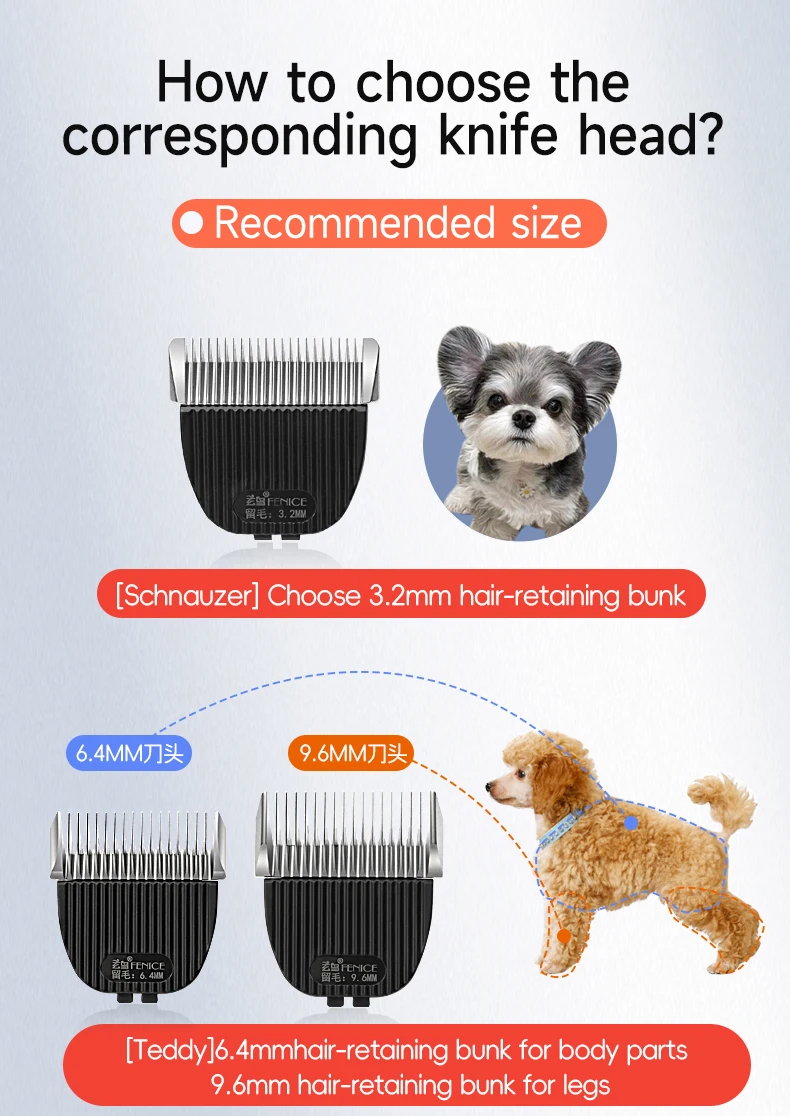 Fenice New Upgrade 5000mA Capacity Cordless LCD Screen Pets Dog Grooming Clippers Rechargeable Haircut Shaver for Trimming Salon