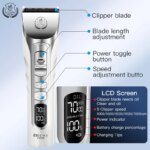 Fenice New Upgrade 5000mA Capacity Cordless LCD Screen Pets Dog Grooming Clippers Rechargeable Haircut Shaver for Trimming Salon - Image 4