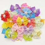 10pcs Bright Double-layer Lace Bows For Dogs 13 Colors Dog Grooming Hair Accessories Pet Rubber Band Hair Clips Puppy Supplies - Image 3
