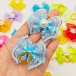 10pcs Bright Double-layer Lace Bows For Dogs 13 Colors Dog Grooming Hair Accessories Pet Rubber Band Hair Clips Puppy Supplies - Image 5
