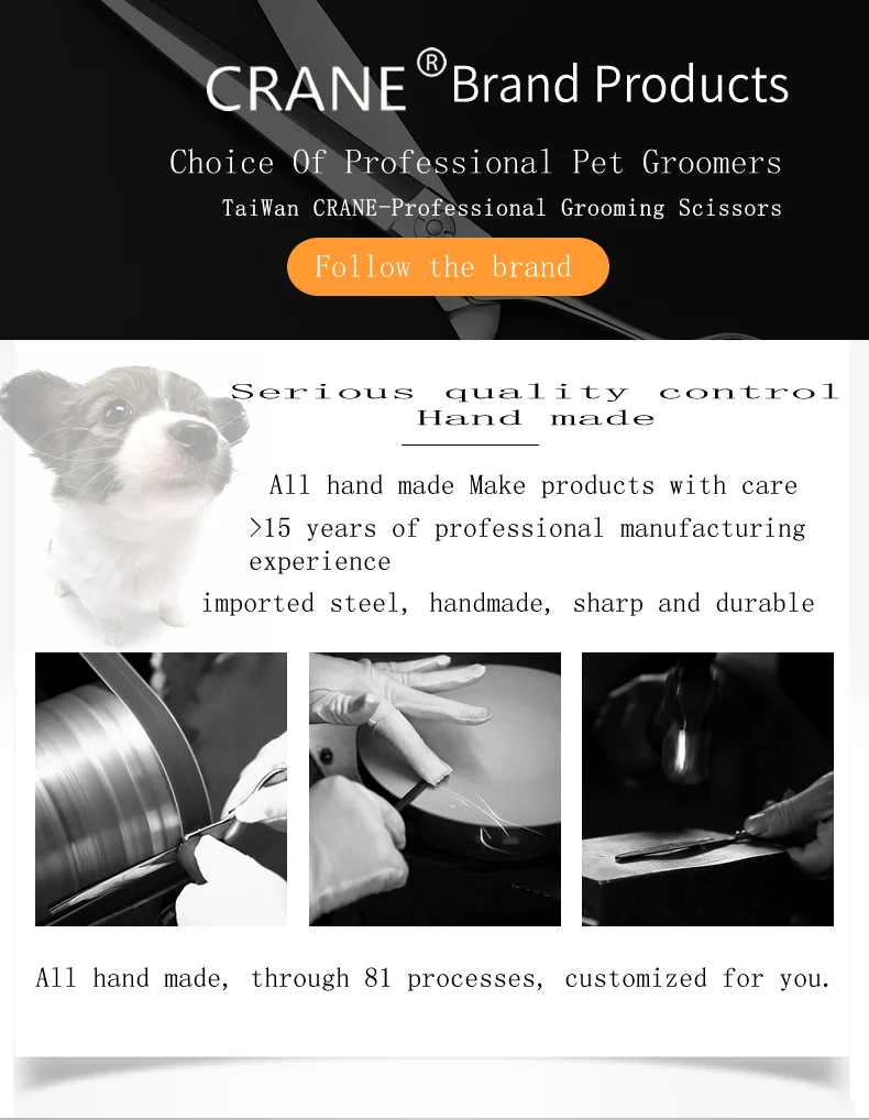 Crane Professional 7 Inch High-end Dog Grooming Scissors Curved Thinner Shears For Dogs Animal Hair Thinning Tijeras Tesoura