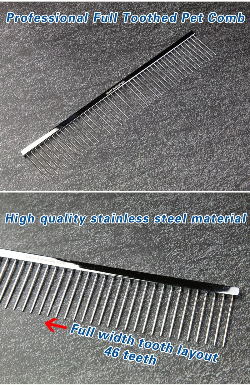 BAVURA Stainless Steel Pet Dematting Comb Grooming Tool for Dogs And Cats Removes Loose Undercoat Mats And Tangles