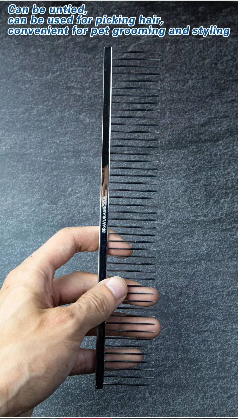 BAVURA Stainless Steel Pet Dematting Comb Grooming Tool for Dogs And Cats Removes Loose Undercoat Mats And Tangles