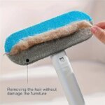 2-in-1 Pet Hair Remover Brush for Dogs & Cats - Dual-Action Bristle & Rubber Brushes with Washable Blue & Gray Bristles