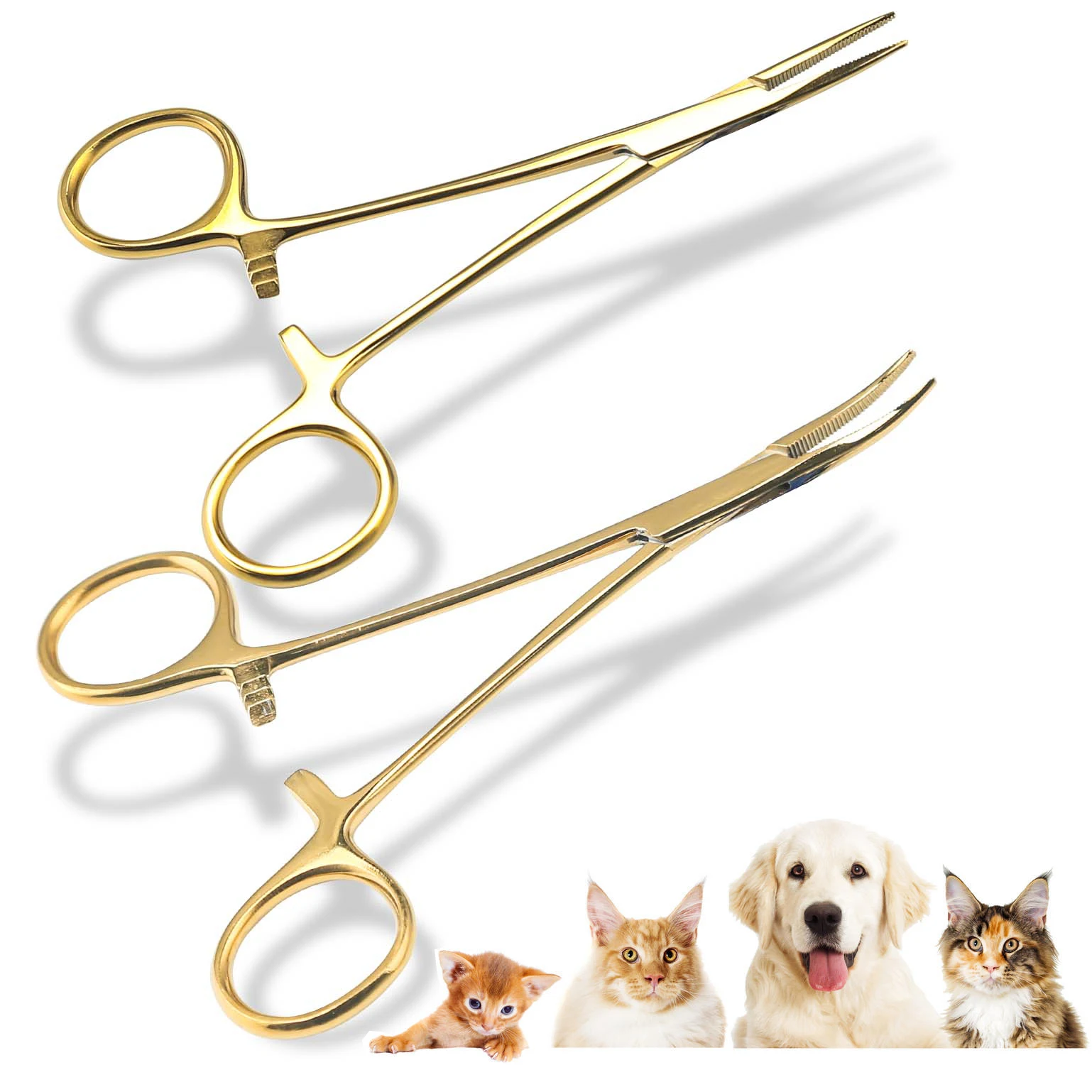 Dog Hair Tweezers Hemostat forceps stainless steel clamps color cosmetic veterinary tools for surgical wound cleaning