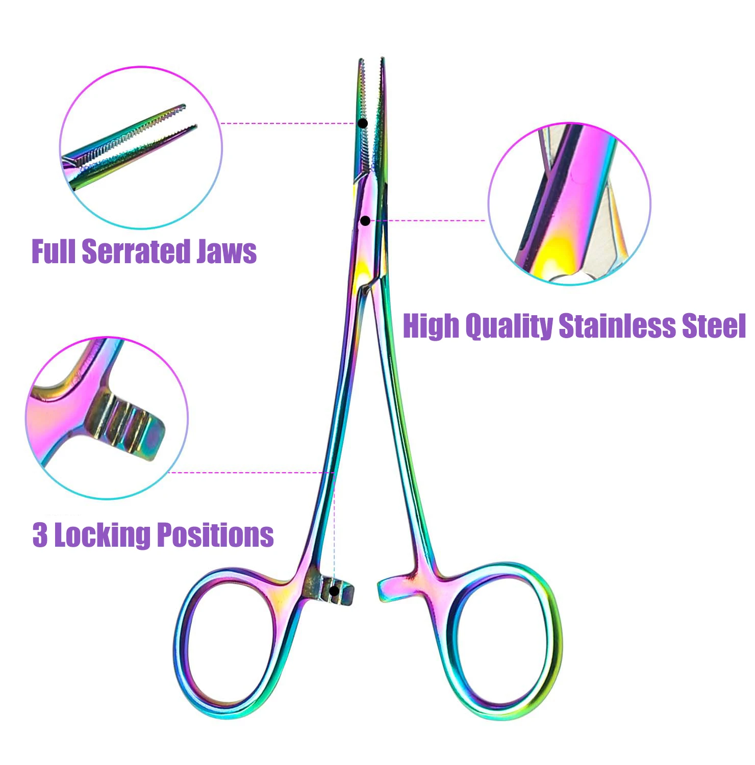 Dog Hair Tweezers Hemostat forceps stainless steel clamps color cosmetic veterinary tools for surgical wound cleaning