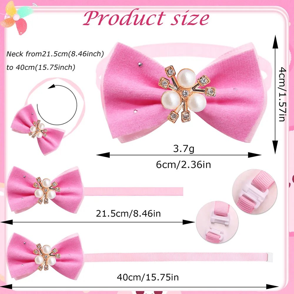 20/40PCS Winter Dog Bowties With Diamonds Adjustable Pet Dog Bow Ties Collars Mixed Colors Pet Grooming Accessories For Dogs