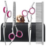 4pcs Premium Titanium Coated Dog Grooming Scissors with Safety Round Tips - Professional Grade Kit for Precise and Safe Trimming