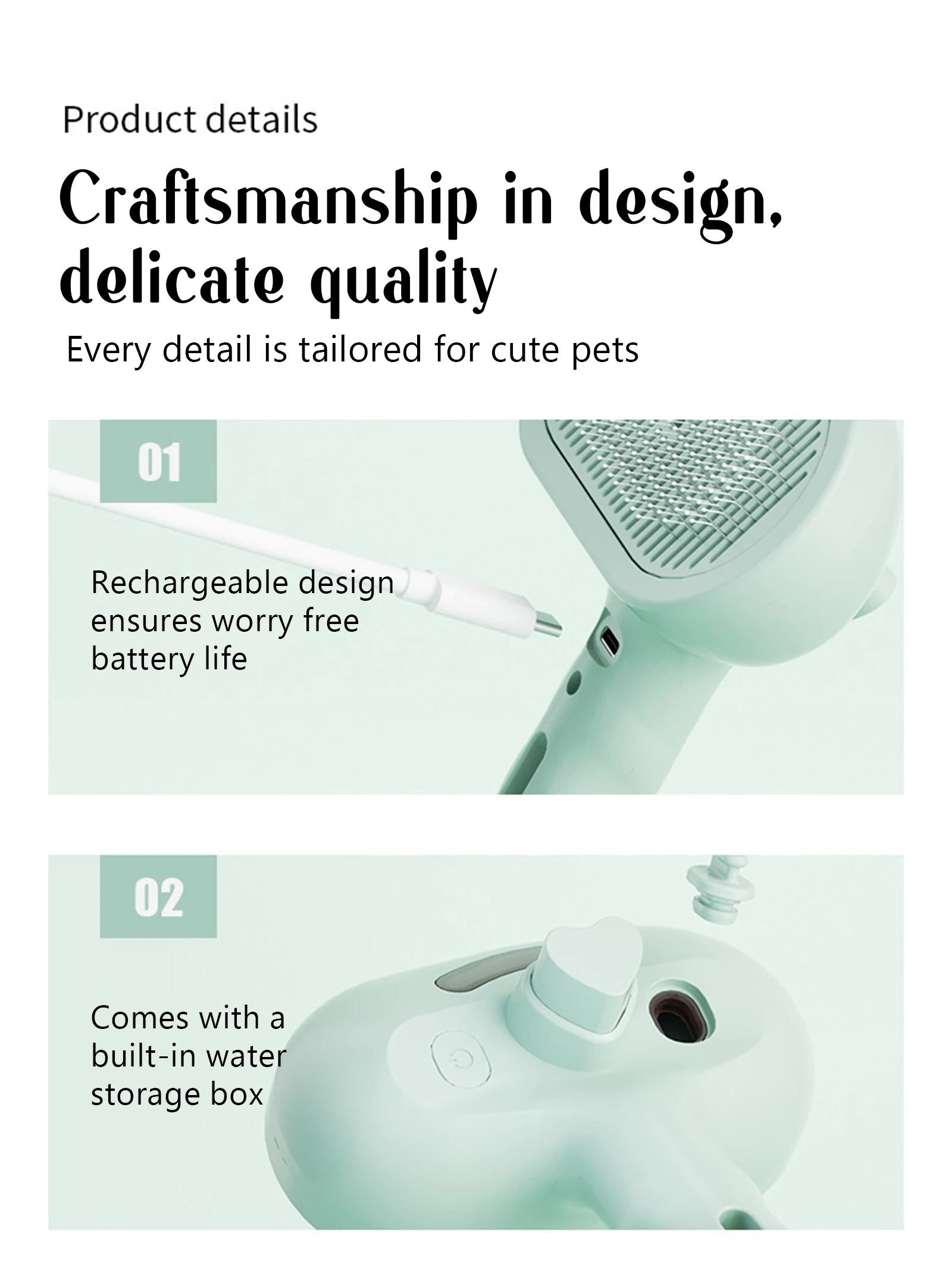 Dog Comb Pet Steam Massage Brush Safe Round Head Soft Teeth Spray Hair Removal Comb for Dog Universal for Cats Dogs Accessories