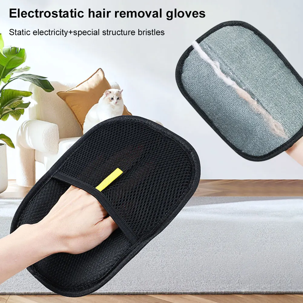 Hair Remover Brush Dog Cat Pet Hair Remover Gloves Double-Sided Pet Hair Removal Gloves Pet Grooming Gloves Brush for Cat Dog