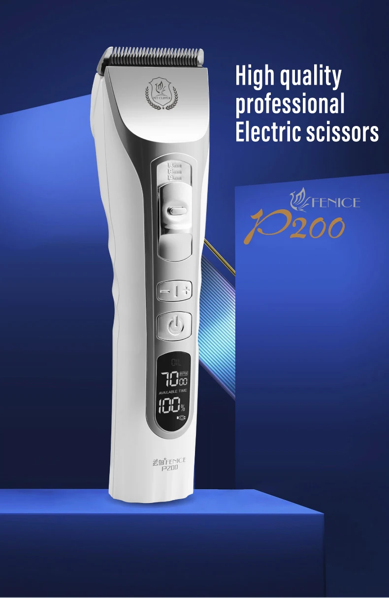 Fenice Dog Hair Cutting Machine Clippers Grooming Pet Animals Haircut Trimmer Shaver Set Pets Cordless Rechargeable Professional