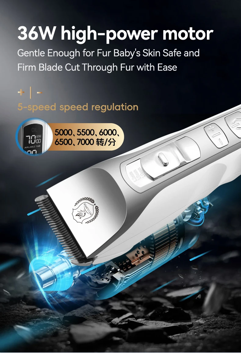 Fenice Dog Hair Cutting Machine Clippers Grooming Pet Animals Haircut Trimmer Shaver Set Pets Cordless Rechargeable Professional