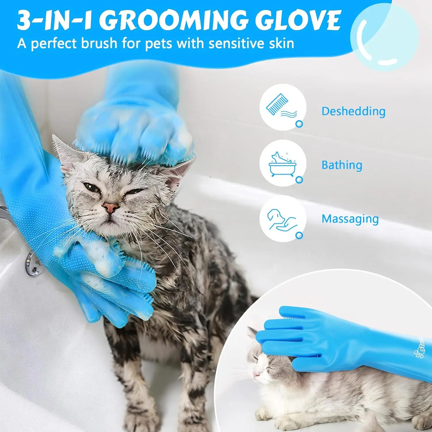 Pet Grooming Gloves Dog Cat Bathing Cleaning Glove Shampoo Scrubber Clean Soft Silicone Hair Removal Glove Hand Skin Protection Pet Grooming Gloves Dog Cat Bathing Cleaning Glove Shampoo Scrubber Clean Soft Silicone Hair Removal Glove Hand Skin Protection