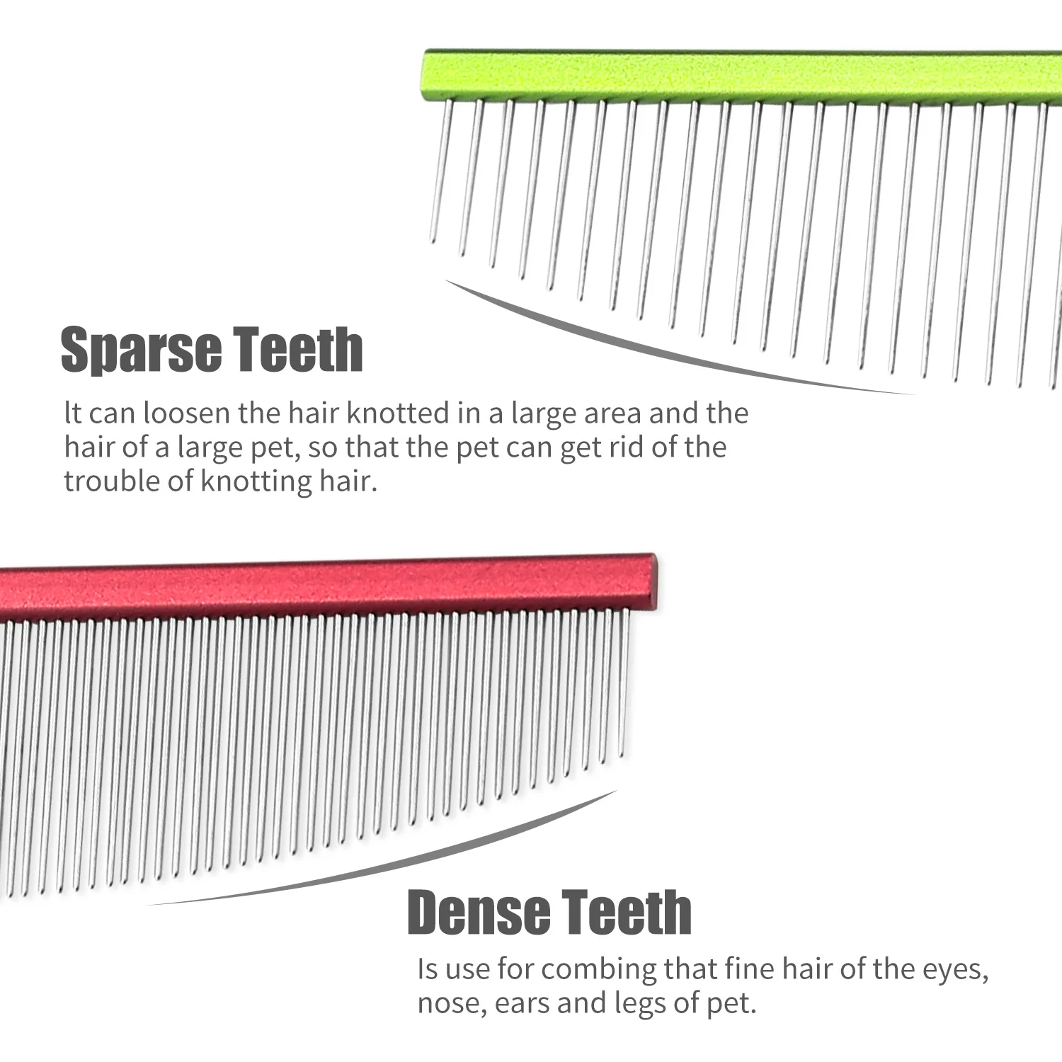 Pet Moon Comb Stainless Steel Thin Teeth Cat Dog Face Hair Grooming Comb For Details Care Small Pet Comb Round Tip