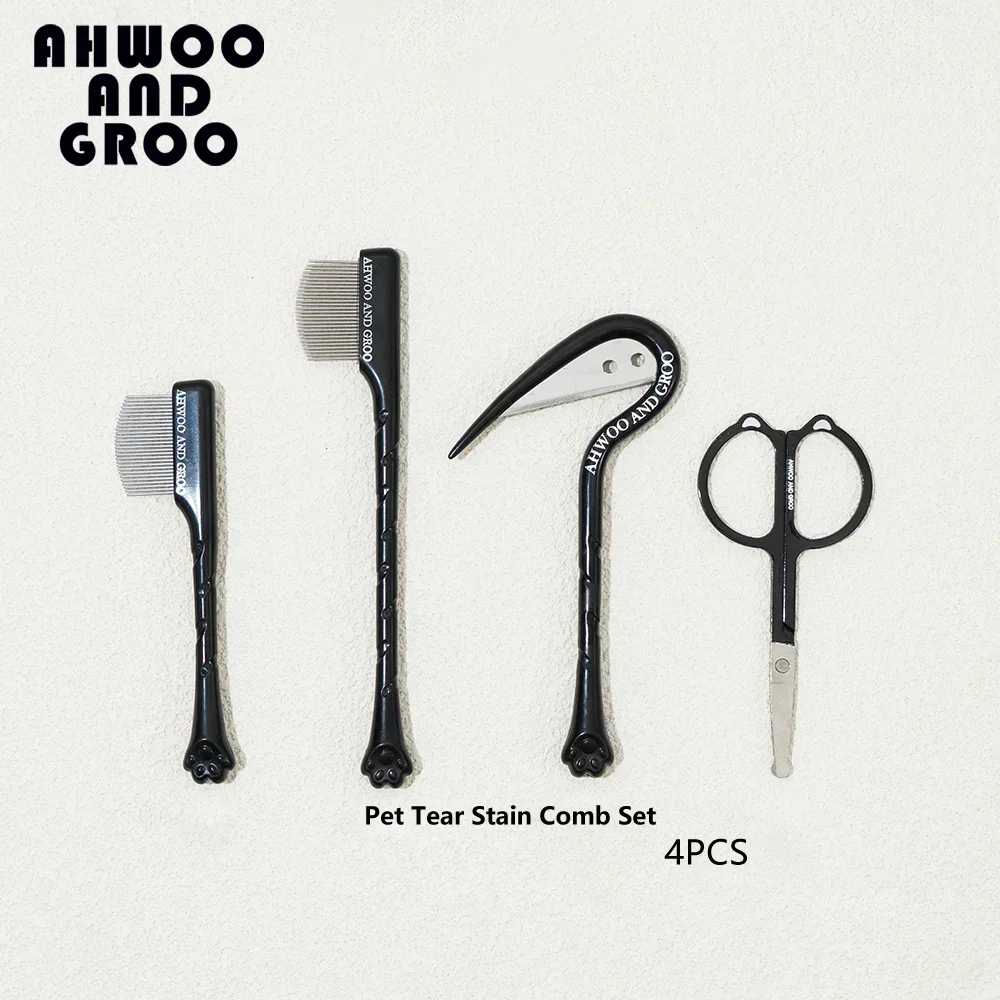 Pet Facial Cleaning Comb Set Removes Tear Stains Eye-poop Cat Paw Comb Dog Hair Repair Scissors Cat Hair Comb Pet Clean Supplies