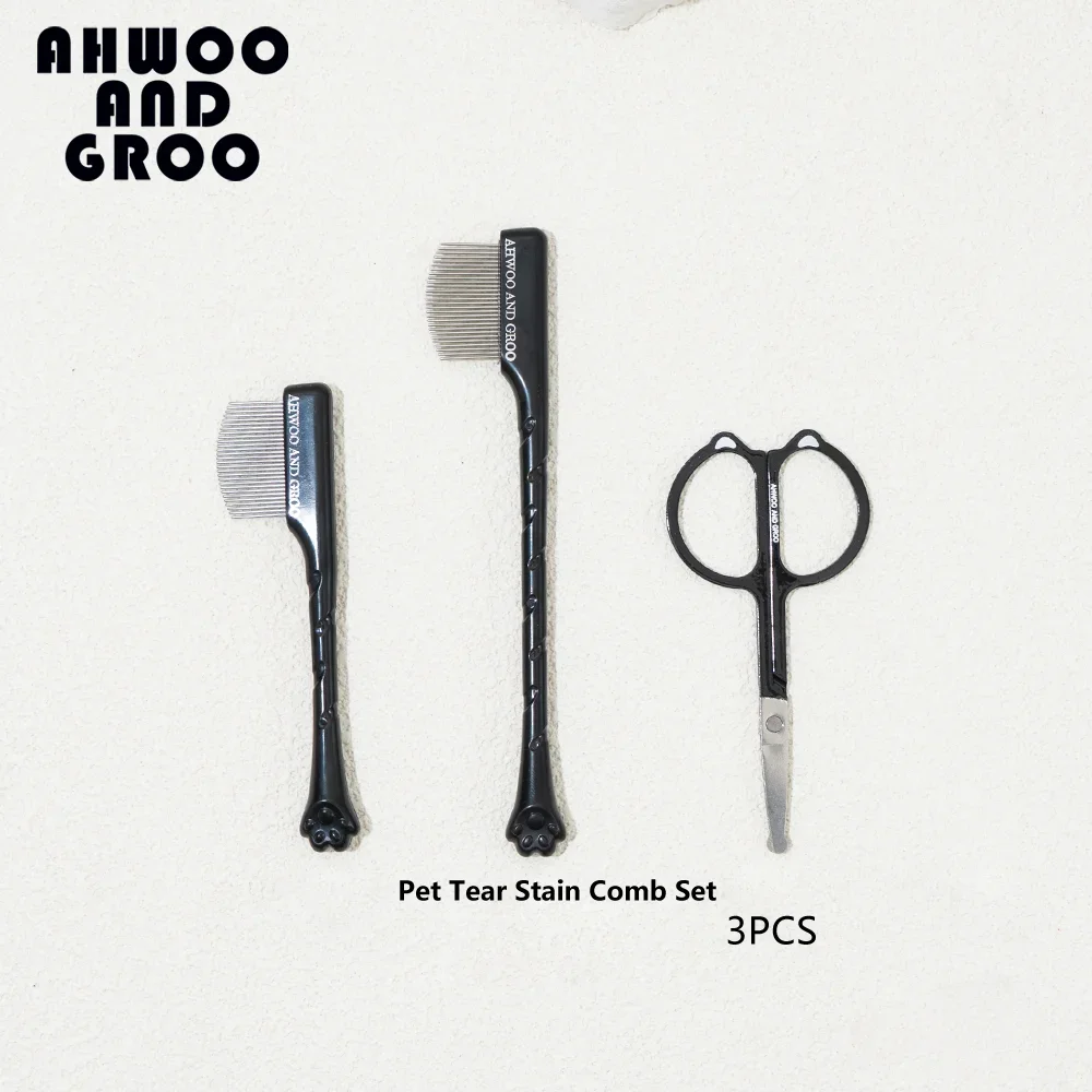 Pet Facial Cleaning Comb Set Removes Tear Stains Eye-poop Cat Paw Comb Dog Hair Repair Scissors Cat Hair Comb Pet Clean Supplies