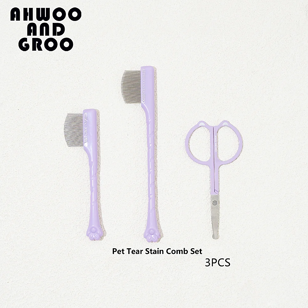 Pet Facial Cleaning Comb Set Removes Tear Stains Eye-poop Cat Paw Comb Dog Hair Repair Scissors Cat Hair Comb Pet Clean Supplies