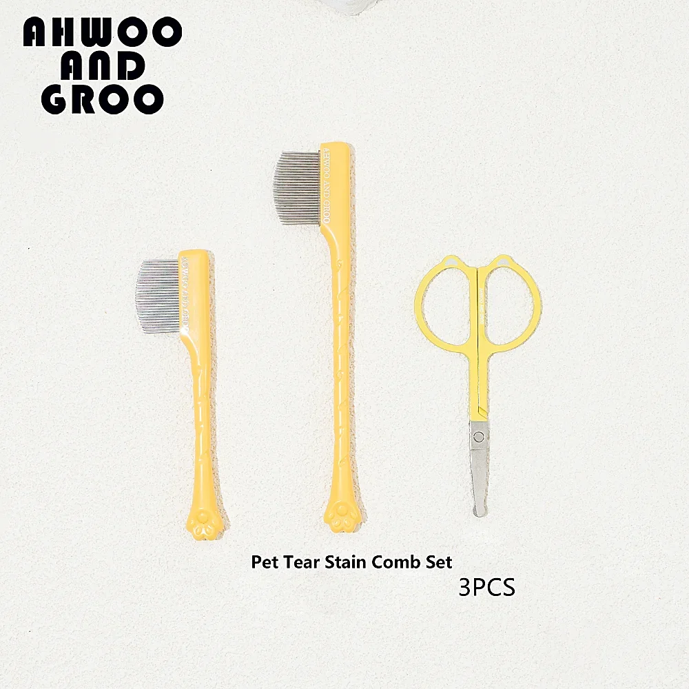 Pet Facial Cleaning Comb Set Removes Tear Stains Eye-poop Cat Paw Comb Dog Hair Repair Scissors Cat Hair Comb Pet Clean Supplies