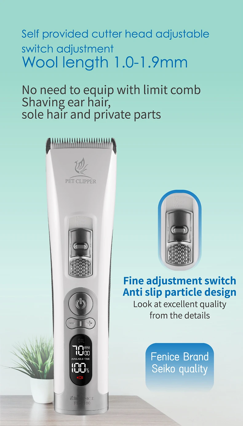 Fenice Clipper Dogs Professional LCD Screen Pet Cat Clippers Electrical Grooming Trimmer Rechargeable Haircut Machine Animals