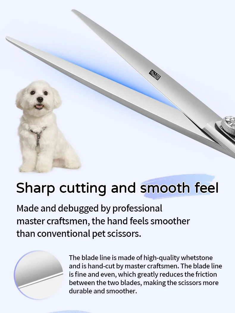 Fenice Left-handed Professional 7.0/7.5/8 inch JP440C Cutting Curved Fluffy Thinning Chunker Scissors Set Kit Pet Dog Grooming