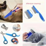 8 Pcs Pet Grooming Set, Hair Removal Comb For Dog, Flea Comb, Dog Shampoo Brush, Pet Nail Clippers, Dog Toothbrush Set - Image 5