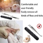 Tick Removal Tool for Pets Stainless Steel Pet Flea Removal Tool 2-in-1 Tick Removal Tool Professional Tick Removal Tweezers Dog - Image 3