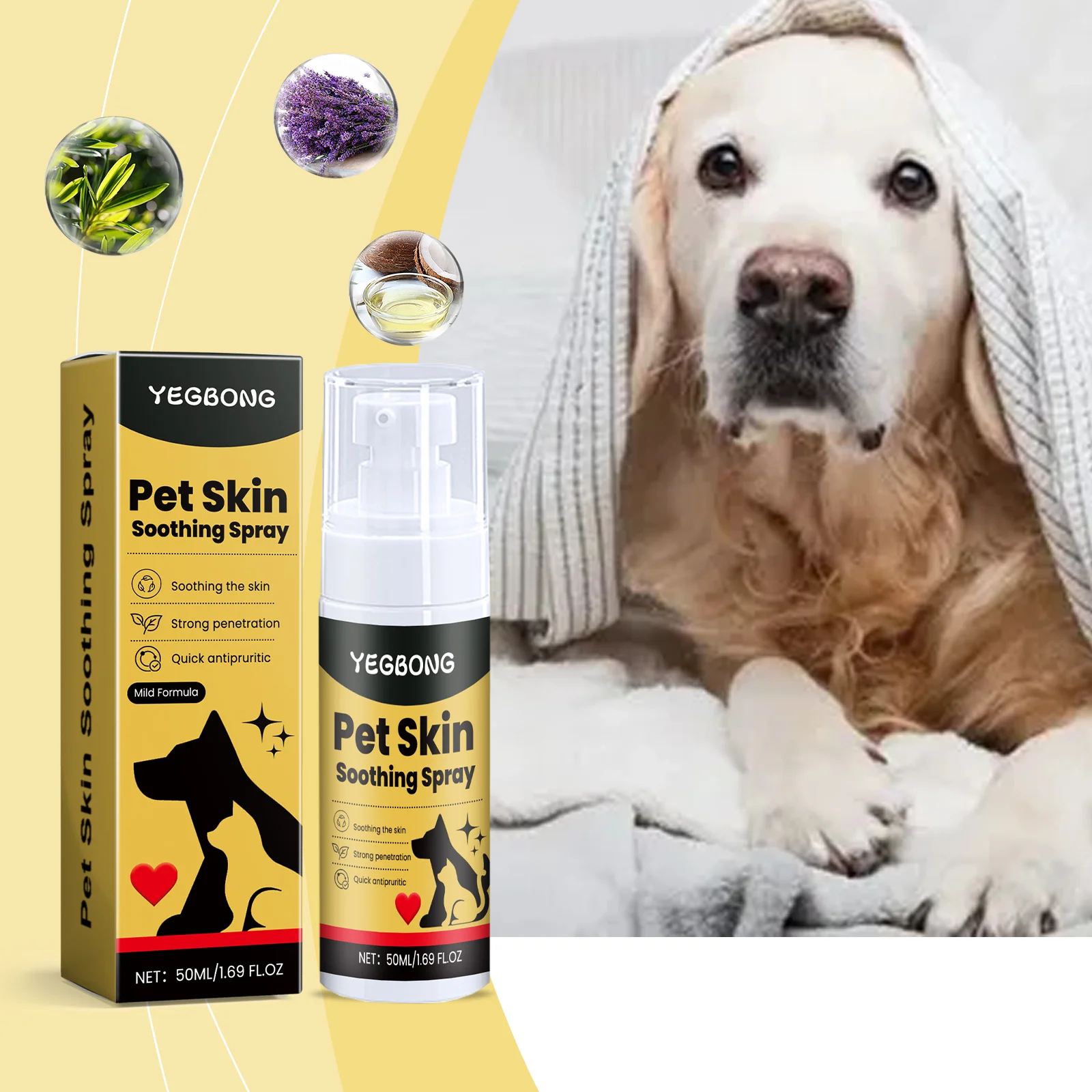 50303-zpyeeq.png Pet Skin Care Spray Relieve Discomfort for Dogs Cat Flea Lice Control Alleviate Skin Scratching Licking Portable Pet Wound Spray - Image 1