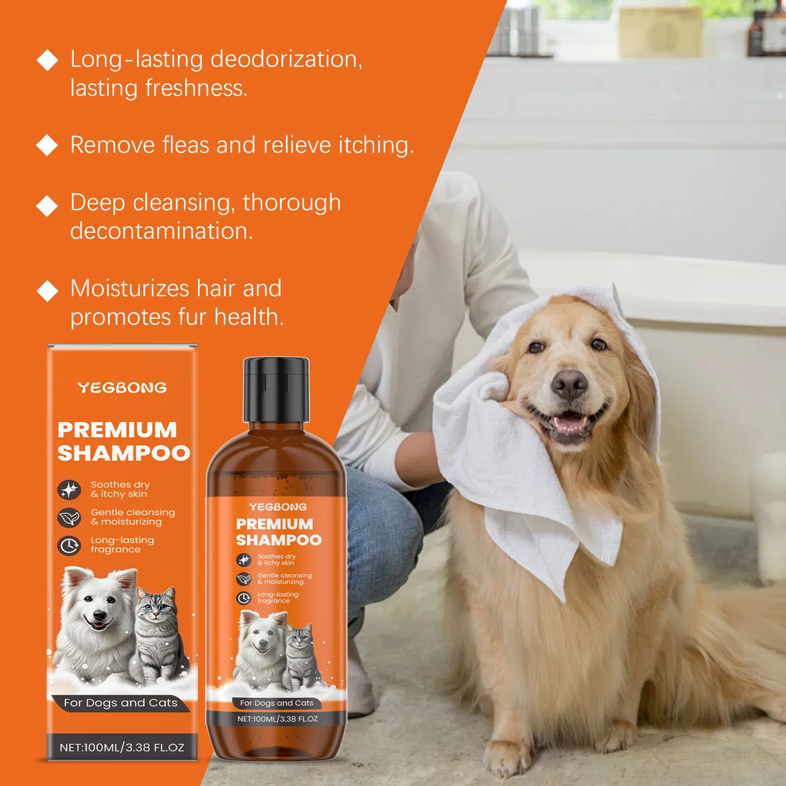Natural Pet Shampoo for Dogs & Cats, Coconut Oil Derivative Formula, Removes Odor & Tangles, Flea & Insect Repellent, Natural Pet Shampoo for Dogs & Cats, Coconut Oil Derivative Formula, Removes Odor & Tangles, Flea & Insect Repellent,