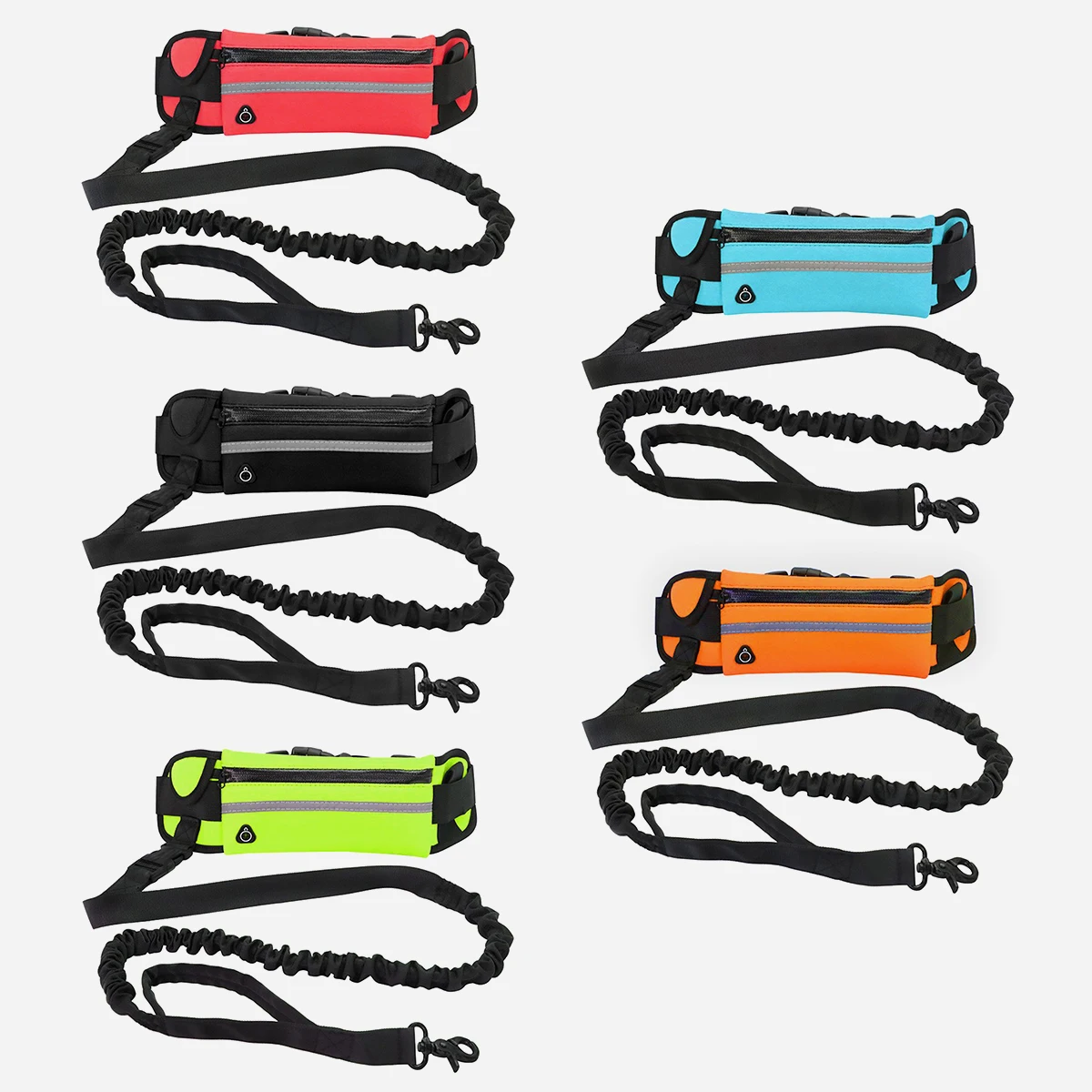 Hands Free Dog Leash for Running Walking Reflective Leash with Waist Bag Retractable Elastic Belt Dog Traction Rope Pet Products