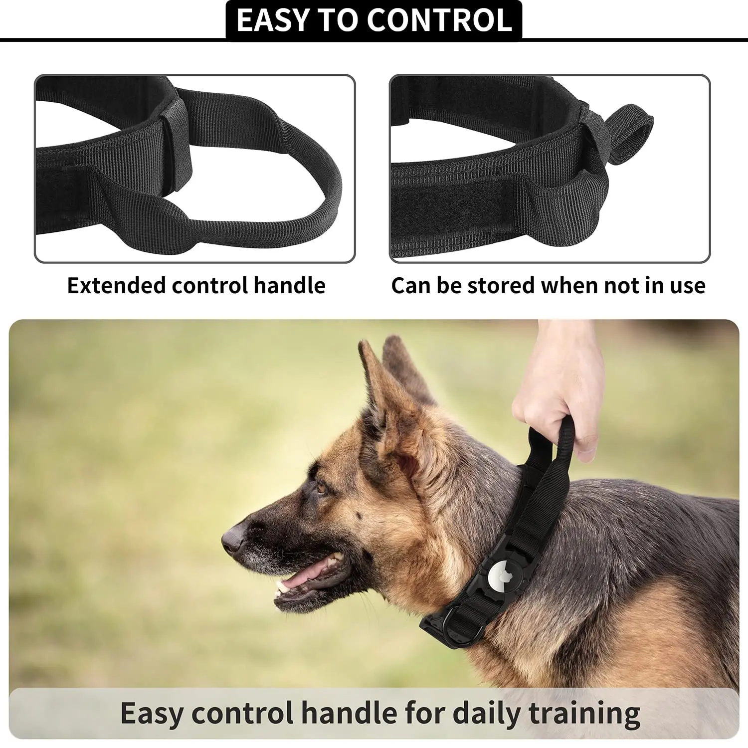 AirTag Tactical Dog Collar, with AirTag Holder and Handle Military Dog Metal Buckle Adjustable GPS Collar for Medium Large Dogs AirTag Tactical Dog Collar, with AirTag Holder and Handle Military Dog Metal Buckle Adjustable GPS Collar for Medium Large Dogs