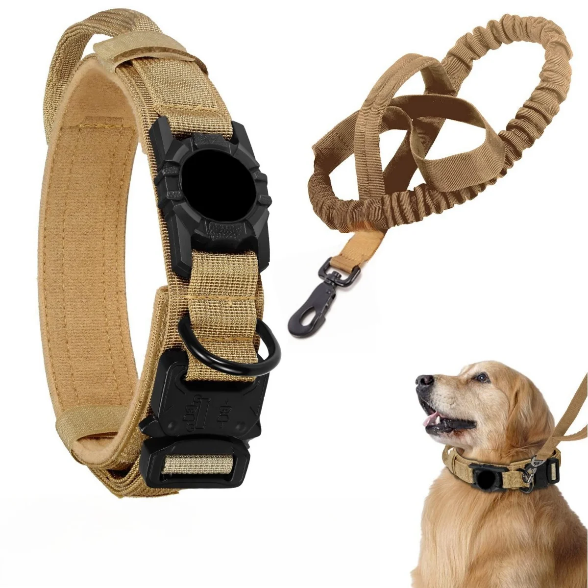 AirTag Tactical Dog Collar, with AirTag Holder and Handle Military Dog Metal Buckle Adjustable GPS Collar for Medium Large Dogs AirTag Tactical Dog Collar, with AirTag Holder and Handle Military Dog Metal Buckle Adjustable GPS Collar for Medium Large Dogs