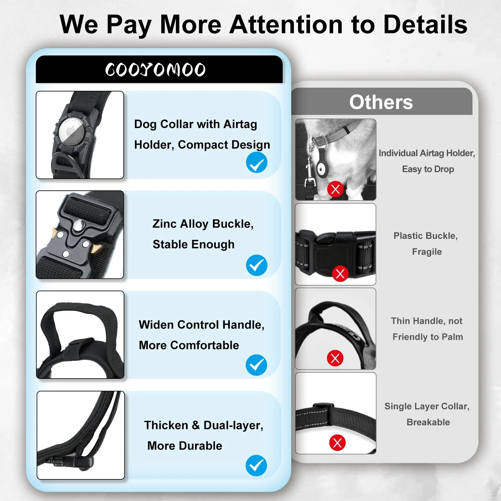 AirTag Tactical Dog Collar, with AirTag Holder and Handle Military Dog Metal Buckle Adjustable GPS Collar for Medium Large Dogs AirTag Tactical Dog Collar, with AirTag Holder and Handle Military Dog Metal Buckle Adjustable GPS Collar for Medium Large Dogs